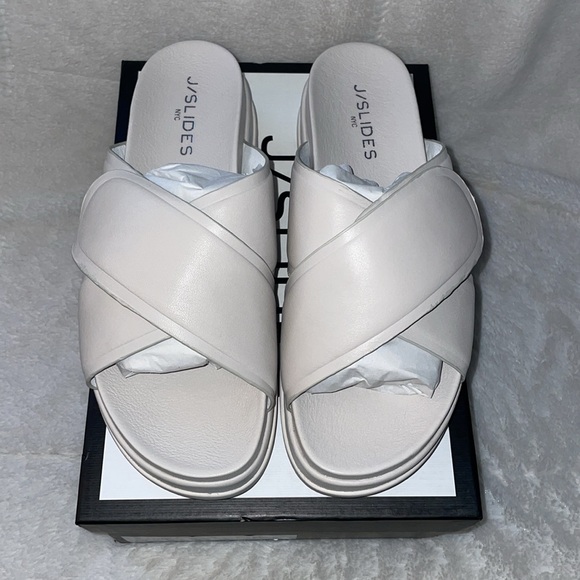 NWT J/SLIDES BELLA Ivory Leather Sandal - Picture 6 of 13